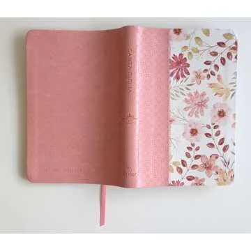 Biblia Reina Valera 1960 Letra Grande Piel Rosa con Flores