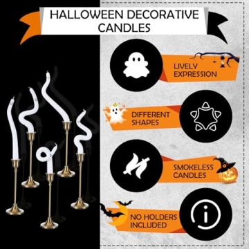 Halloween Ghost Candles 5 Pack Spooky Twisted Taper Decor