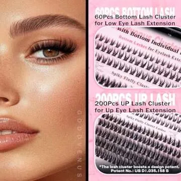 Goddvenus Lash Extension Kit Wispy Lash Clusters Kit Natural C Curl Fluffy Cluster Eyelash Extensions Individual Lashes Kit with Bottom Lash Clusters Waterproof Bond and Seal Tweezers DIY at Home