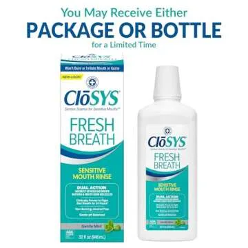 CloSYS Sensitive Mouthwash, 32 Ounce, Gentle Mint, Alcohol Free, pH Balanced, Dye Free, Soothes Mout...