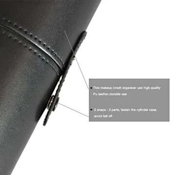 EMOCCI Stylish PU Leather Makeup Brush Holder for Travelers