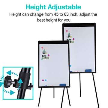 DexBoard 36" x 24" Adjustable Dry Erase Easel with Flipchart Pad