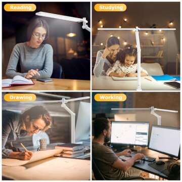 JELIMOV LED Desk Lamp with Stepless Dimming for Home Office