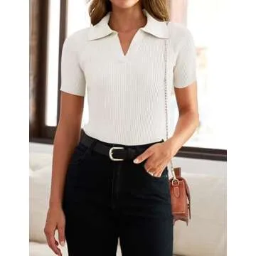 ZESICA Women's Short Sleeve V Neck T Shirts for Summer Style