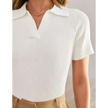 ZESICA Women's Short Sleeve V Neck T Shirts for Summer Style