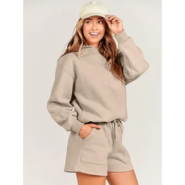 Comfortable ANRABESS 2 Piece Hoodie Short Lounge Set