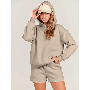 Comfortable ANRABESS 2 Piece Hoodie Short Lounge Set