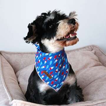 LIONET PAWS Patriotic 4th of July Dog Bandana - Summer Popsicle Style for All Pets