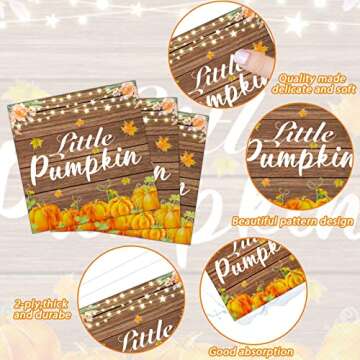 96 PCS Little Pumpkin Party Plates Napkins Pumpkin Themed Party Tableware Fall Leaves Pumpkin Disposable Paper Plates Napkins Happy Birthday Baby Shower Party Decorations Supplies Favor for 24 Guests
