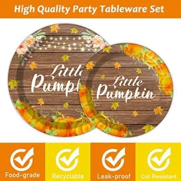 Fall Pumpkin Party Supplies Set for 24 Guests 96 PCS