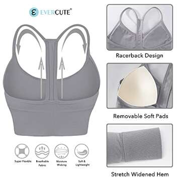 Evercute Racerback Sports Bras Padded Y Racer Back Cropped Bras for Yoga Workout Fitness Low Impact