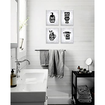 Funny Bathroom Wall Decor Canvas Art Set for Home