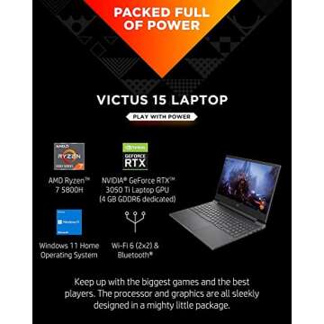 HP 2022 Victus 15.6'' FHD IPS 144Hz Gaming Laptop, 8-Core AMD Ryzen 7 5800H (Upto 4.4GHz), NVIDIA Ge...