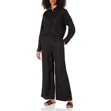 The Drop Women's Finley Relaxed Linen Pull-on Wide Leg Pant