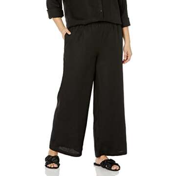 The Drop Women's Finley Relaxed Linen Pull-on Wide Leg Pant