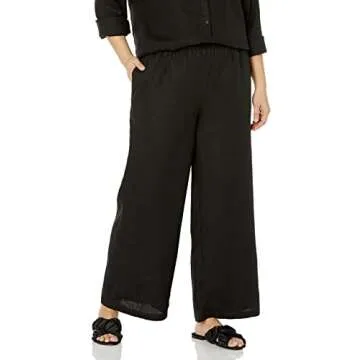 The Drop Women's Finley Relaxed Linen Pull-on Wide Leg Pant