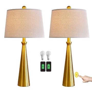 Oneach 3-Way Dimmable USB Touch Table Lamp Set
