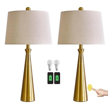 Oneach 3-Way Dimmable USB Touch Table Lamp Set