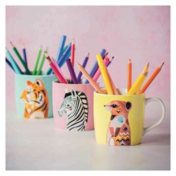 Maxwell & Williams Pete Cromer Coffee Cup/Tea Mug with 'Budgerigar' Design, Porcelain, Light Blue, 375 ml