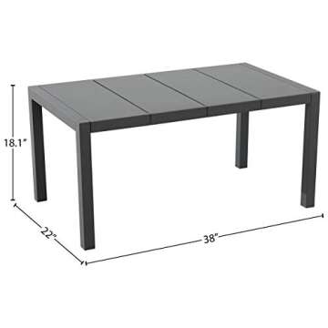 Amazon Brand - Ravenna Home Archer Outdoor Patio Steel Coffee Table with Panel Top, 38"W, Gray
