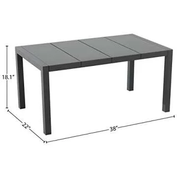Amazon Brand - Ravenna Home Archer Outdoor Patio Steel Coffee Table with Panel Top, 38"W, Gray