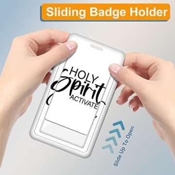 Plifal Badge Holder with Retractable Reel, ID Name Tag Work Badge Clip Christian Heavy Duty Vertical Card Protector Cover Case for Work Office Nurse Medical Student Teacher Women