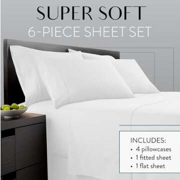 Danjor Linens California King Sheet Set - 6 Piece Set Including 4 Pillowcases - Deep Pockets - Breat...