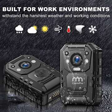 1296P HD Police Body Camera,64G Memory,CammPro I826 Premium Portable Body Camera,Waterproof Body-Worn Camera,Night Vision,GPS for Law Enforcement Recorder,Security Guards,Personal Use1