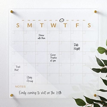 Modern Acrylic Wall Calendar with Dry Erase Marker - Sleek Design