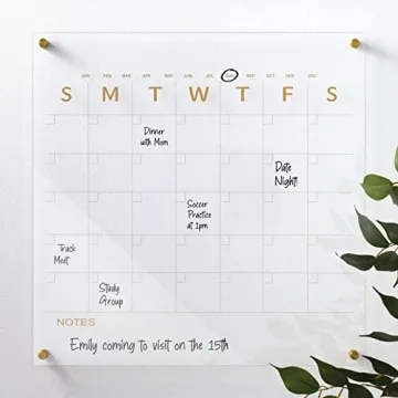 Modern Acrylic Wall Calendar with Dry Erase Marker - Sleek Design