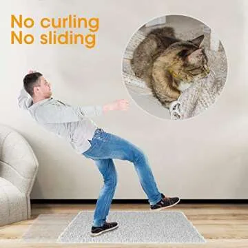 Sahhika Rug Tape, 10 Pcs Double Sided Non Slip Reusable Rug Stopper, Washable Rug Tape for Hardwood Floors, Tile Floors, Carpets, Floor Mats, Wall (Peal White)