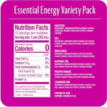 Zevia Zero Calorie Energy Drink, 6-Flavor Essential Variety Pack, All Flavors, 12 Ounce Cans (Pack of 12)