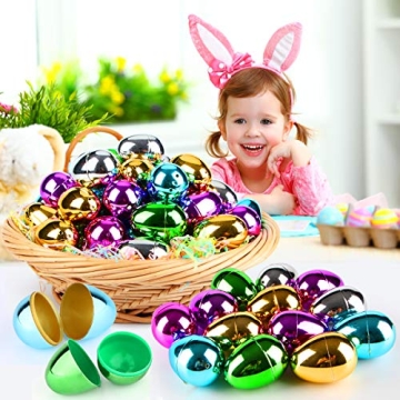CPPSLEE 48 PCS Metallic Easter Eggs for Kids Fun