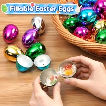 CPPSLEE 48 PCS Metallic Easter Eggs for Kids Fun