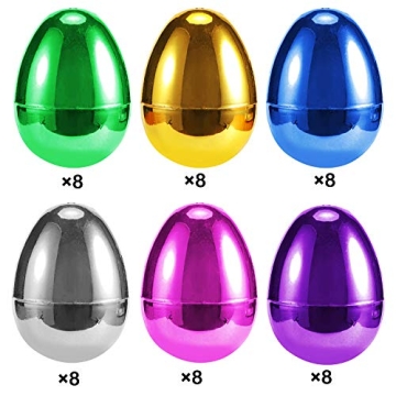 CPPSLEE 48 PCS Metallic Easter Eggs for Kids Fun