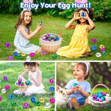 CPPSLEE 48 PCS Metallic Easter Eggs for Kids Fun