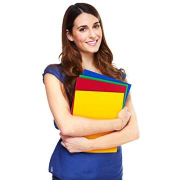 Dunwell Plastic 2-Pocket Folders (6 Pack, Assorted Colors), 8.5x11 Document Folders for School and Office, Heavy Duty Poly, Long Lasting, Includes Labels