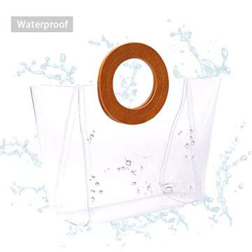 LOPHORINA Women Fashion Clear Tote Bag PVC handbag Beach Bag Waterproof NFL PGA Stadium Approved Brown