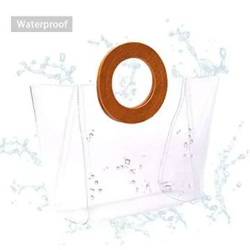 LOPHORINA Women Fashion Clear Tote Bag PVC handbag Beach Bag Waterproof NFL PGA Stadium Approved Brown