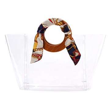 LOPHORINA Women Fashion Clear Tote Bag PVC handbag Beach Bag Waterproof NFL PGA Stadium Approved Brown