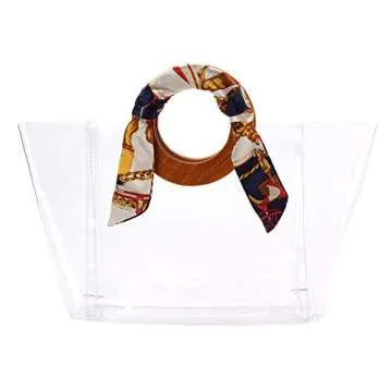 LOPHORINA Women Fashion Clear Tote Bag PVC handbag Beach Bag Waterproof NFL PGA Stadium Approved Brown