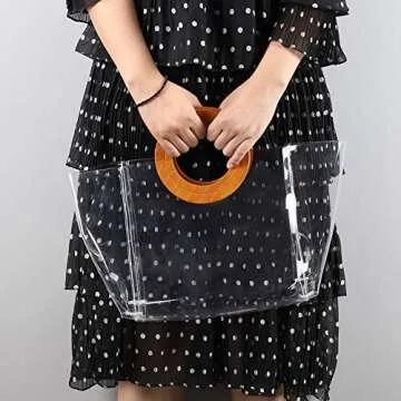 LOPHORINA Women Fashion Clear Tote Bag PVC handbag Beach Bag Waterproof NFL PGA Stadium Approved Brown