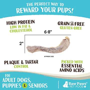 Raw Paws Freeze Dried Duck Necks for Dogs, 5-oz - Made in USA - All Natural Duck Dog Treats - Single Ingredient Duck Neck Dog Treat - Raw Freeze Dried Dog Treats