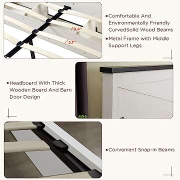 JXQTLINGMU King Farmhouse Bed Frame with Barn Door Storage