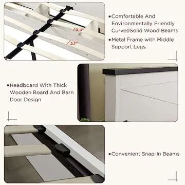 JXQTLINGMU King Farmhouse Bed Frame with Barn Door Storage