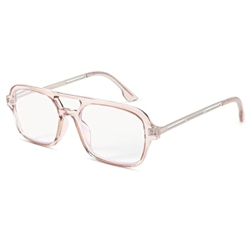 FEISEDY Retro Square Blue Light Blocking Reading Glasses for Men and Women - 70s Aviator, Champagne,...