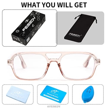 FEISEDY Retro Blue Light Blocking Reading Glasses 70s Stylish