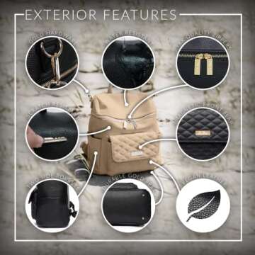 Chic Petit Monaco Vegan Diaper Bag Backpack for Parents