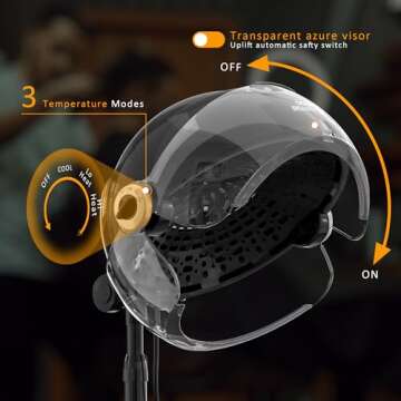 Professional Standing Hair Dryer - 1875W Floor Standing Hooded Dryer Hair Bonnet with Ionic Generato...