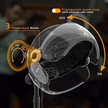 Professional Standing Hair Dryer - 1875W Floor Standing Hooded Dryer Hair Bonnet with Ionic Generato...